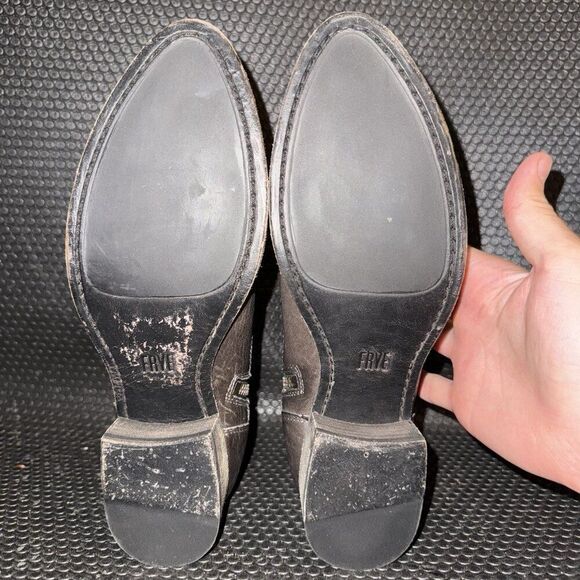 Frye Brooke Short Inside Zipper Brown Smoke Leather Bootie Women’s Size 7B - Picture 7 of 8